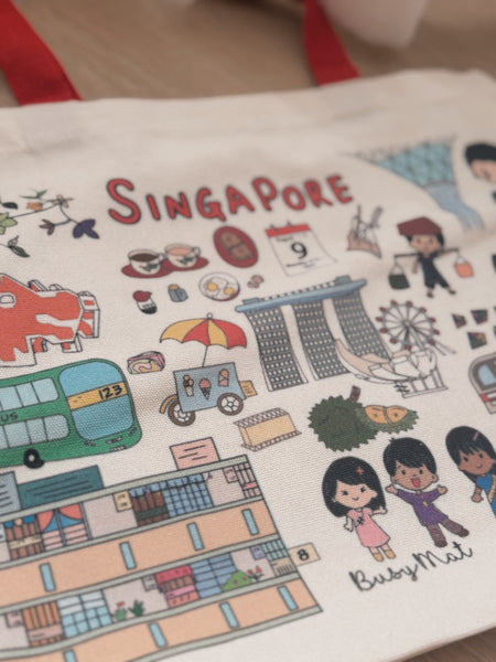 Busy Mat Little Red Dot Hand-Drawn Canvas Tote