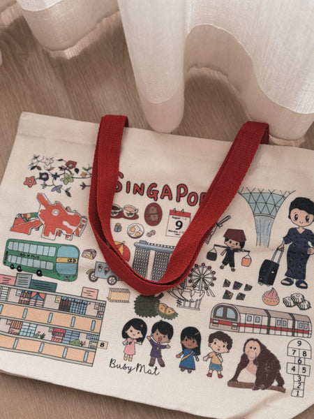 Busy Mat Little Red Dot Hand-Drawn Canvas Tote