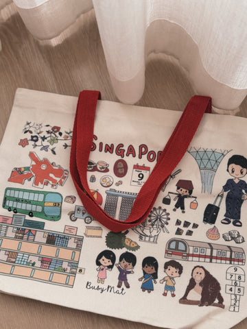 Busy Mat Little Red Dot Hand-Drawn Canvas Tote