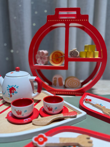 Oriental Wooden Tea Set