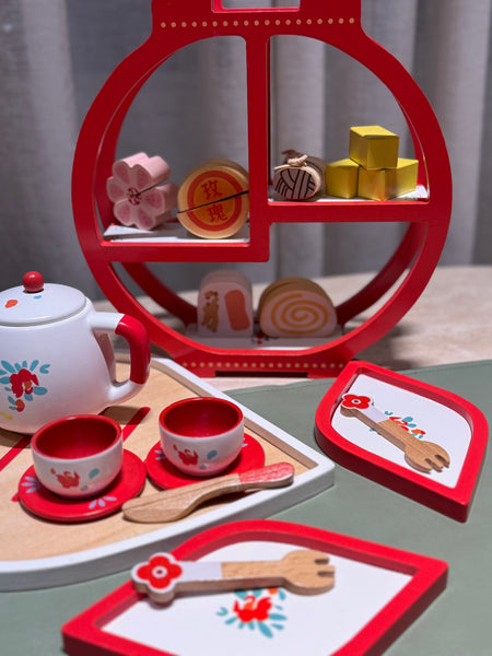 Oriental Wooden Tea Set