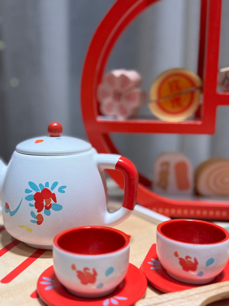 Oriental Wooden Tea Set