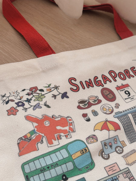 Busy Mat Little Red Dot Hand-Drawn Canvas Tote