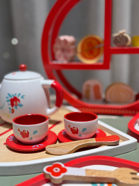 Oriental Wooden Tea Set