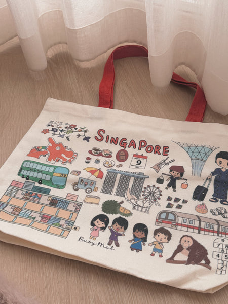 Busy Mat Little Red Dot Hand-Drawn Canvas Tote