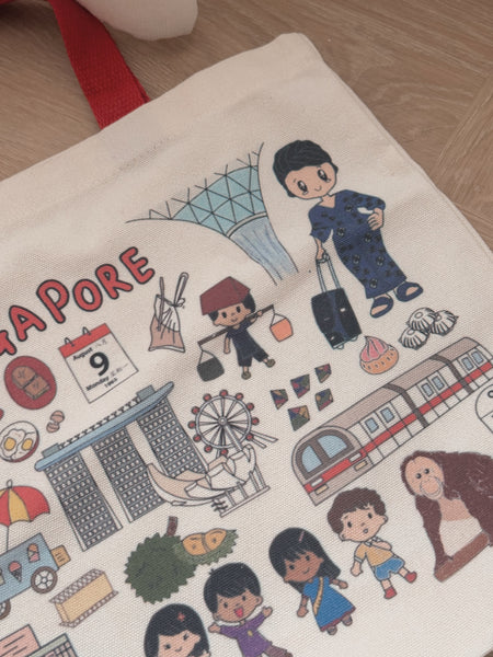 Busy Mat Little Red Dot Hand-Drawn Canvas Tote