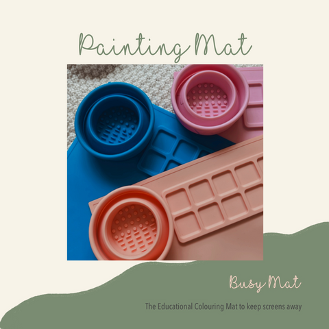 Busy Mat Silicone Painting Mat with Retractable Brush Cup